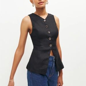 NWOT Reformation Black Linen Sleeveless Top